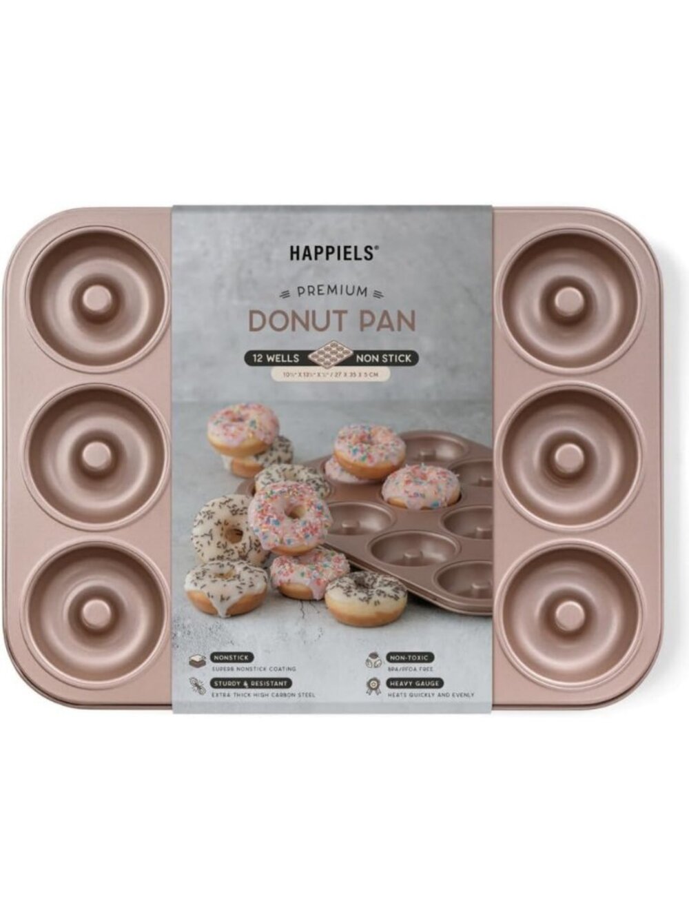 Nonstick 12-Cavity Donut Pan, PFOA & BPA Free, Perfect for Baking Delicious